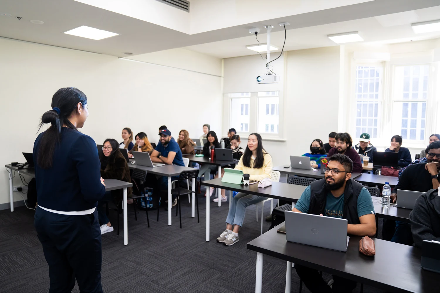 students studying in classroom